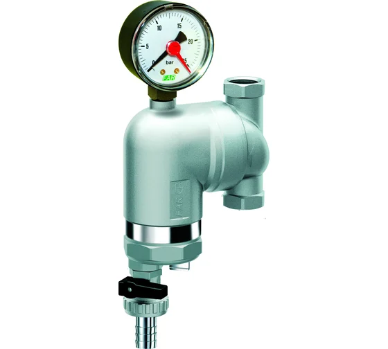 Фильтр 100мкм, с манометром,  Max: 95 °C, 25 бар. Поворотное соединение 1/2" НР